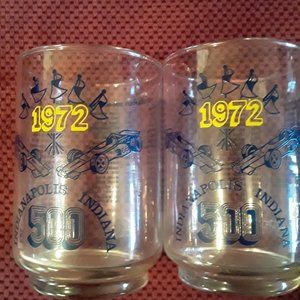 set of 2 vintage 1972 Indianapolis 500 glasses